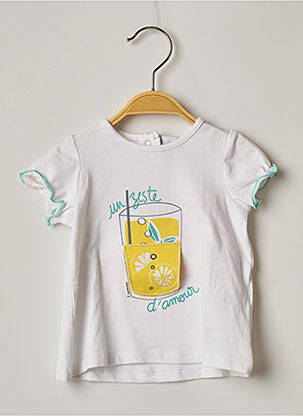 Tricou croială cambrată mâneci scurte alb 3 POMMES fată