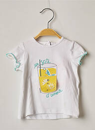 Tricou croială cambrată mâneci scurte alb 3 POMMES fată