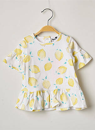 Tricou croială cambrată mâneci scurte galben 3 POMMES fată