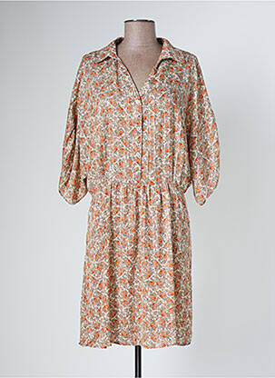 Rochie midi imprimeu floral mâneci 3/4 portocalie SARAH JOHN femeie