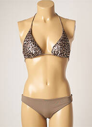Costum de baie din două piese elasticitate sutien cu susținere înaltă și burete detașabil maro GENIUS femme