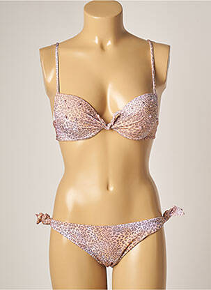 Costum de baie din două piese elasticitate top sutien push-up roz GENIUS femeie