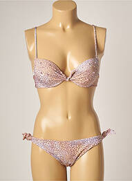 Costum de baie din două piese elasticitate top sutien push-up roz GENIUS femme