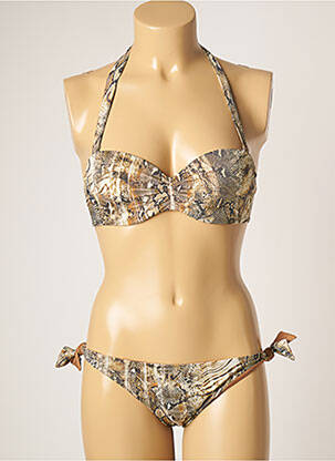 Costum de baie din două piese elasticitate top sutien modelat maro GENIUS femeie