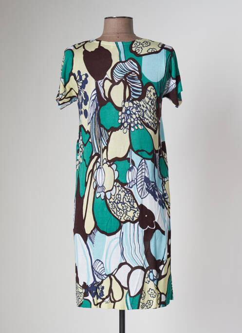 Rochie pulover guler rotund mâneci scurte verde KOOKAI femme