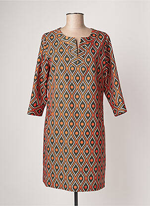 Rochie midi mâneci 3/4 mâneci 3/4 portocalie SASSIA femeie
