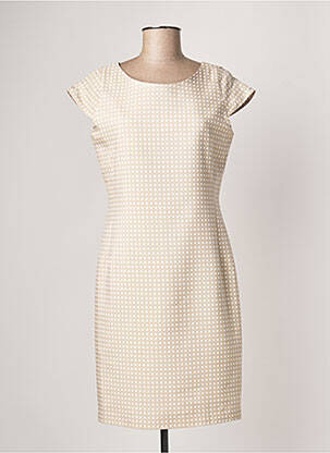 Rochie midi mâneci scurte mâneci scurte bej SASSIA femeie
