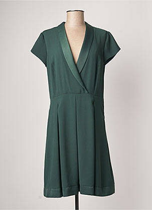 Rochie midi croială fluidă mâneci scurte verde QUEENIE femeie