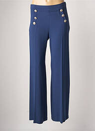 Pantalon larg închidere cu fermoar lateral talie înaltă albastru JANE WOOD femme