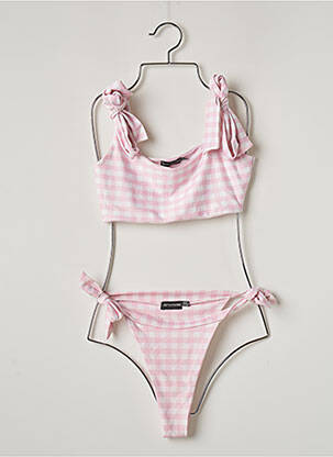 Costum de baie din două piese elasticitate sutiene roz PRETTY LITTLE THING femeie