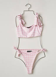 Costum de baie din două piese elasticitate sutiene roz PRETTY LITTLE THING femeie