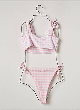 Costum de baie din două piese elasticitate sutiene roz PRETTY LITTLE THING femeie