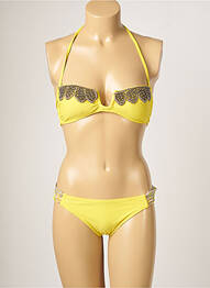 Costum de baie din două piese elasticitate top bentiță galben AMENAPIH femme