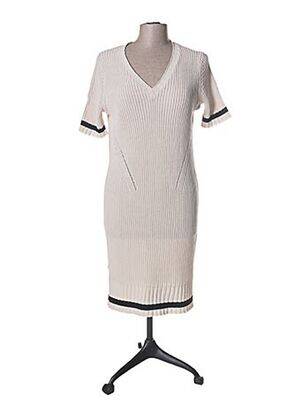 Rochie pulover guler în v mâneci scurte bej ROSE TONKA femeie