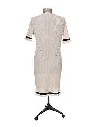 Rochie pulover guler în v mâneci scurte bej ROSE TONKA femeie