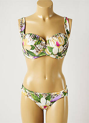 Costum de baie din două piese elasticitate top sutien modelat bej DAVID femeie