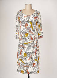Rochie midi mâneci 3/4 mâneci 3/4 bej OUI femeie