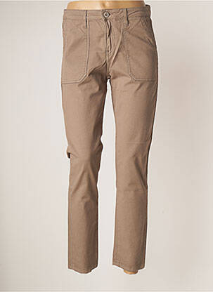 Pantalon slim țesătură poplin mărime normală maro DENIM STUDIO femeie