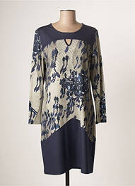 Rochie midi imprimeu fantezie mâneci lungi albastru GUY DUBOUIS femme
