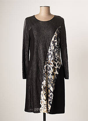 Rochie midi imprimeu fantezie mâneci lungi negru MERI & ESCA femeie