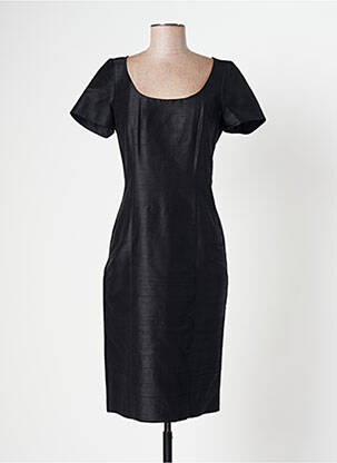 Rochie midi închidere cu fermoar la spate mâneci scurte negru PAULE VASSEUR femeie