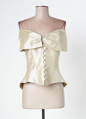 Bolero efect material satinat bej PAULE VASSEUR femeie