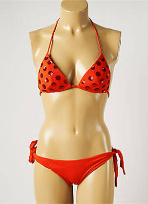 Costum de baie din două piese elasticitate top triunghiuri portocalie GENIUS femeie