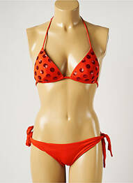Costum de baie din două piese elasticitate top triunghiuri portocaliu GENIUS femme