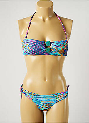 Costum de baie din două piese elasticitate top sutien modelat albastru MISS BIKINI femeie