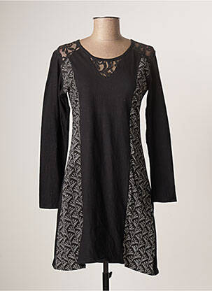 Rochie midi imprimeu fantezie mâneci lungi negru BAMBOO'S femeie