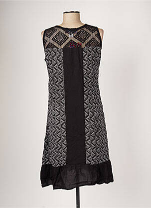 Rochie midi imprimeu fantezie fără mâneci negru BAMBOO'S femeie