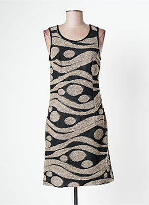 Rochie midi imprimeu fantezie fără mâneci negru LO! LES FILLES femme