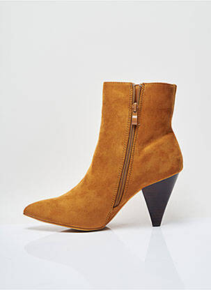 Botine/ghete închidere cu fermoar toc de 7 la 9 cm bej I LOVE SHOES femeie