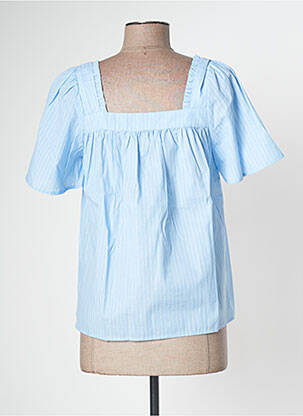 Bluză țesătură poplin mâneci scurte albastru MY ESSENTIAL WARDROBE femeie