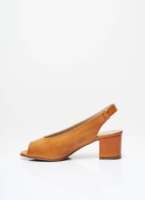 Sandale/pantofi decupați țesătură satinată toc de 4 la 6 cm maro DORKING femme