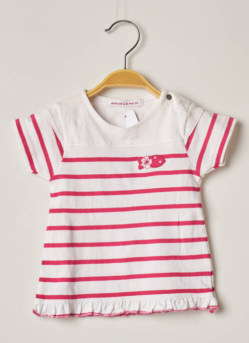 Tricou roz WEEK END A LA MER fată