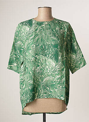 Bluză imprimeu fantezie mâneci scurte verde ROSEANNA femme