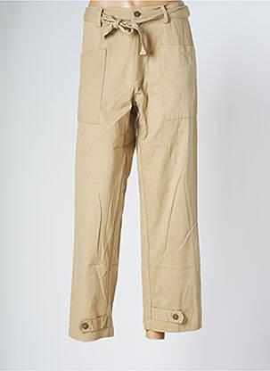 Pantalon drept țesătură poplin mărime normală bej CHARLIE JOE femeie