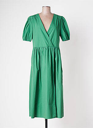 Rochie midi mâneci scurte mâneci scurte verde BELLE PIÈCE femeie