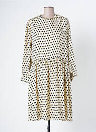 Rochie midi imprimeu fantezie mâneci lungi bej BELLE PIÈCE femme