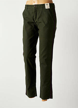Pantalon chino țesătură poplin mărime normală verde REIKO femeie