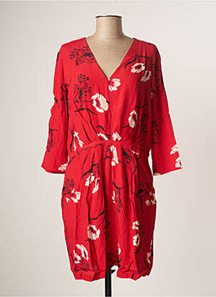 Rochie midi imprimeu floral mâneci lungi roșu ORFEO femeie