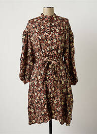 Rochie midi imprimeu floral mâneci 3/4 maro AMERICAN VINTAGE femeie