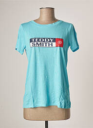 Tricou croială dreaptă mâneci scurte albastru TEDDY SMITH femeie