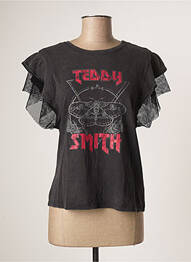 Top elasticitate mâneci scurte gri TEDDY SMITH femeie