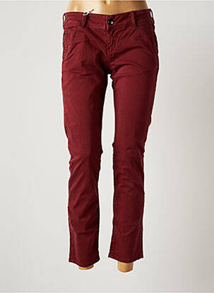 Pantalon 7/8 țesătură poplin talie joasă roșu DONOVAN femeie