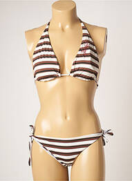 Costum de baie din două piese elasticitate sutien cupe întregi cu decolteu înalt maro SUNDEK femme