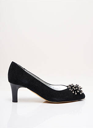 Pantofi cu toc talpă exterioară din piele toc plat până la 3 cm negru AZUREE femeie