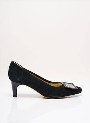 Pantofi cu toc talpă exterioară din piele toc plat până la 3 cm negru AZUREE femeie