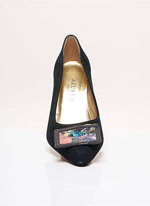 Pantofi cu toc talpă exterioară din piele toc plat până la 3 cm negru AZUREE femeie